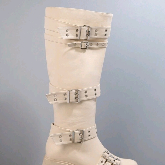 NEW WOMENS BUCKLE DETAIL MID-CALF BOOTS - Picture 8 of 8